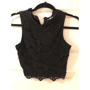 Black Lace Crop Top
